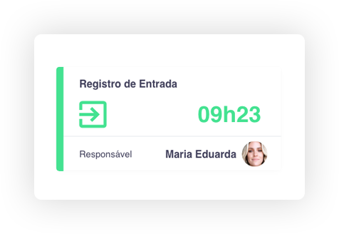 Cartão do aplicativo com o registro de entrada às 09h23